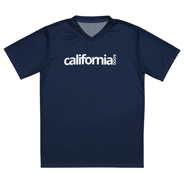 California &God Navy Recycled Unisex Sports Jersey T-Shirt