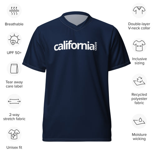 California &God Navy Recycled Unisex Sports Jersey T-Shirt