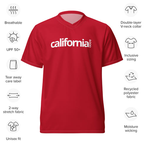 California &God Crimson Recycled Sports Jersey T-Shirt