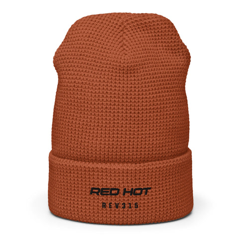 Red Hot Onyx Waffle Beanie