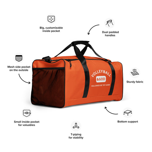 Volleyball &God Orange Duffle Bag
