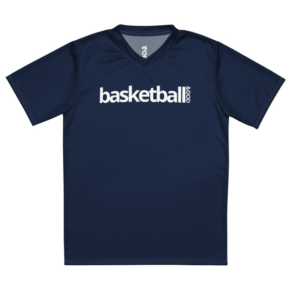 Basketball &God Navy Recycled Unisex Sports Jersey T-Shirt