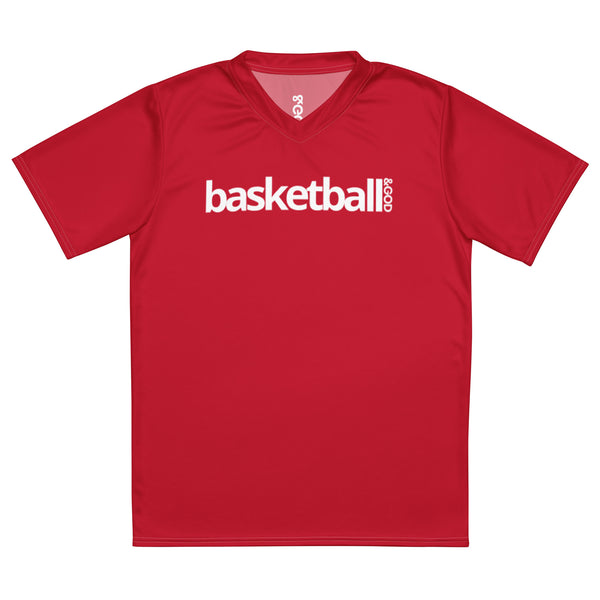 Basketball &God Crimson Recycled Unisex Sports Jersey T-Shirt