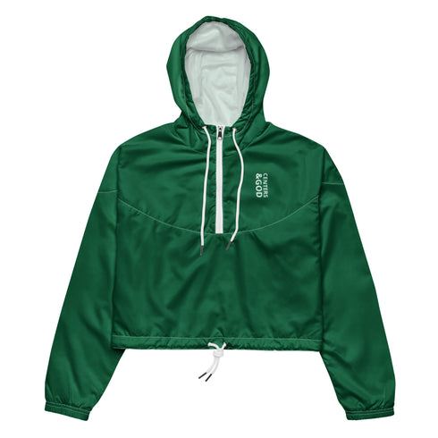 Centers &God Vertical Evergreen Women’S Crop Windbreaker