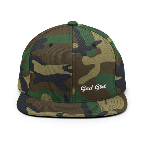 Lil God Girl Camo Snapback Hat White