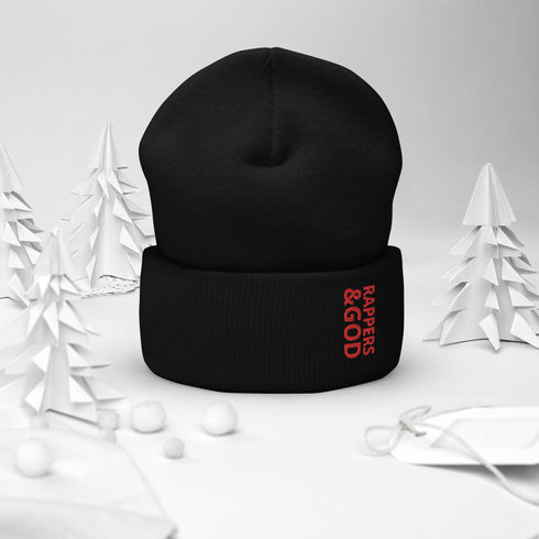 Rappers &God Crimson Cuffed Beanie