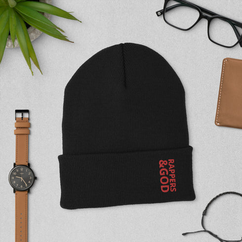 Rappers &God Crimson Cuffed Beanie