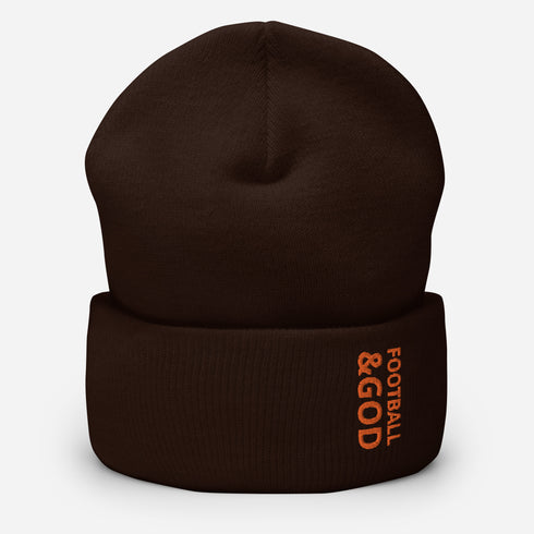 Football &God Orange Cuffed Beanie