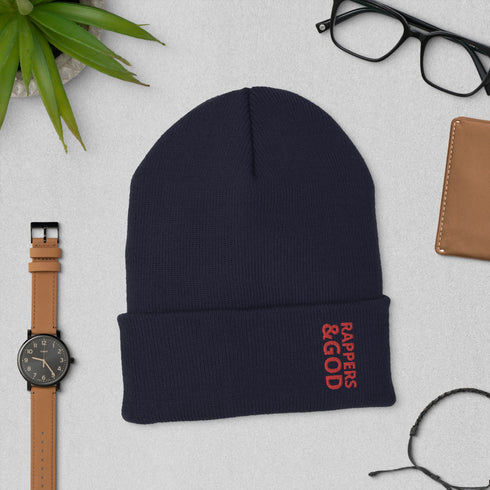 Rappers &God Crimson Cuffed Beanie