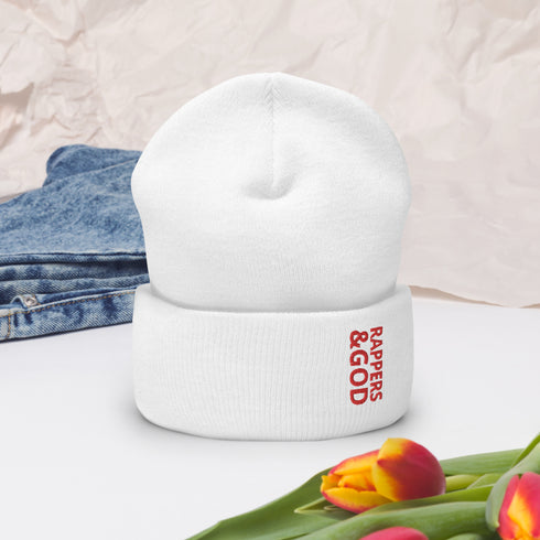 Rappers &God Crimson Cuffed Beanie