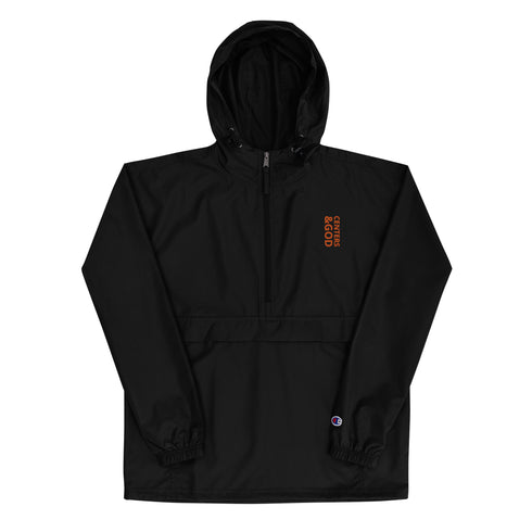Centers &God Vertical Orange Embroidered Champion Packable Jacket