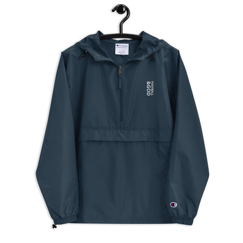 Football &God Vertical Embroidered Champion Packable Jacket