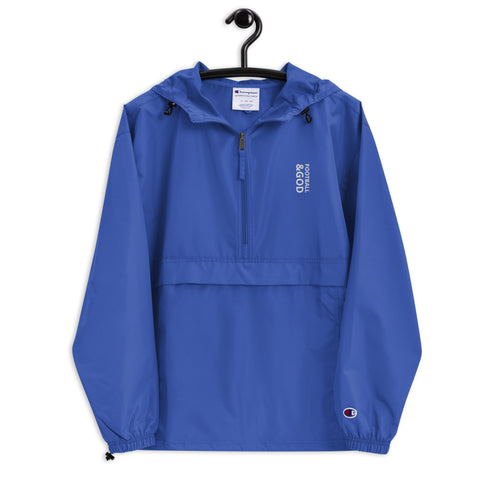 Football &God Vertical Embroidered Champion Packable Jacket