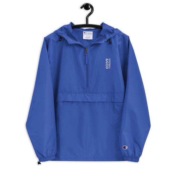 Football &God Vertical Embroidered Champion Packable Jacket