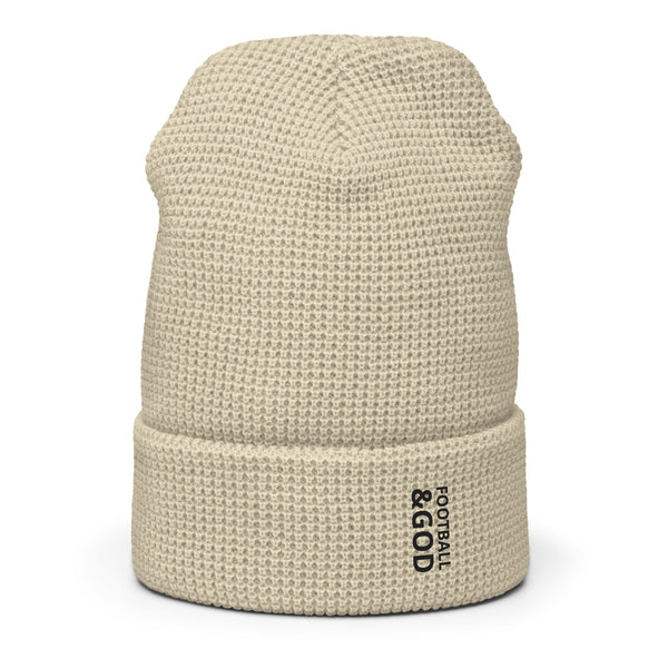 Football &God Vertical Onyx Waffle Beanie