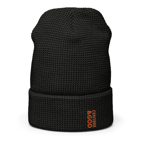 Centers &God Vertical Orange Waffle Beanie