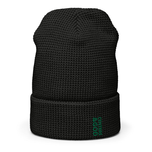 Centers &God Vertical Evergreen Waffle Beanie