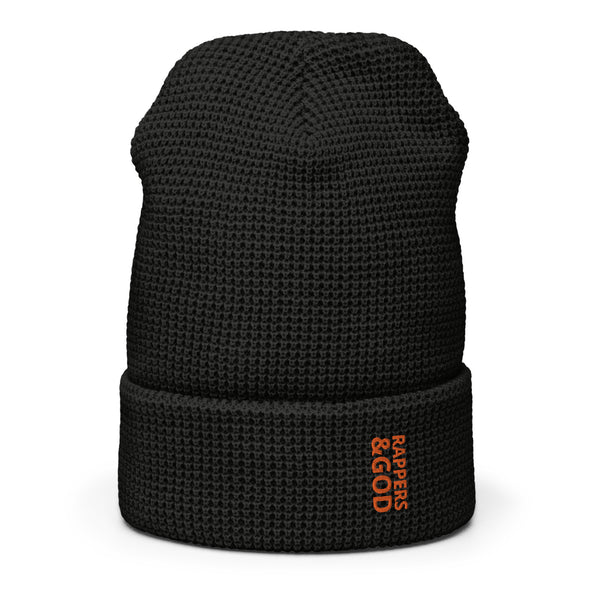 Rappers &God Vertical Orange Waffle Beanie