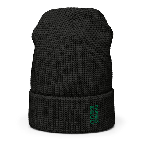 Rappers &God Vertical Evergreen Waffle Beanie