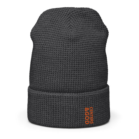 Centers &God Vertical Orange Waffle Beanie
