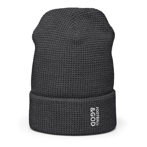 Football &God Vertical Waffle Beanie